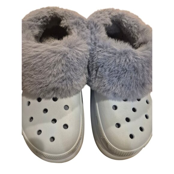 CROCS Shoes - Crocs Fuzzy Lined Clogs Light Gray Size W4 M6